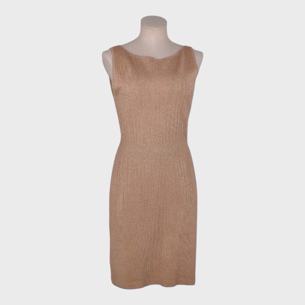 White House Black Market Metallic Scoop Back Sweater Knit Dress